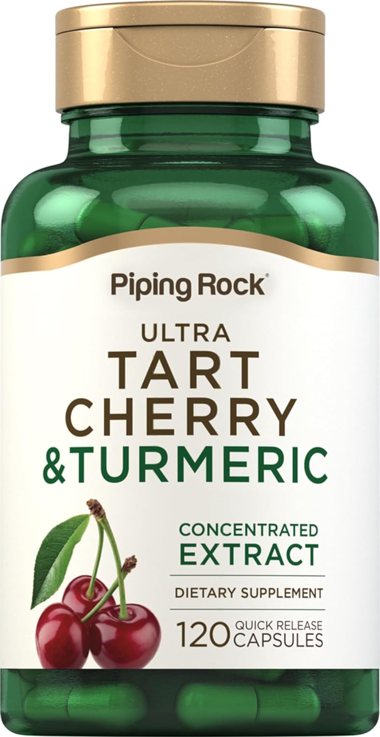 Piping Rock Turmeric and Tart Cherry Capsules | 120 Count | with Black Pepper Extract | Vegetarian, Non-GMO, Gluten Free Supplement