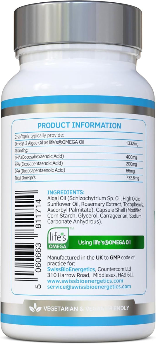 Vegan Omega 3 - Full Spectrum DHA, EPA & DPA - 90 Softgels of Life’s O65 Grams