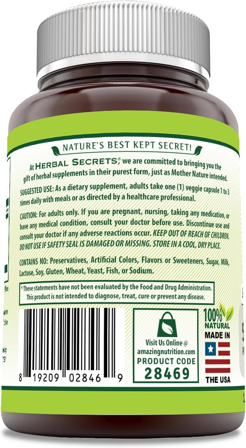 Herbal Secrets Gymnema Supplement | 500 Mg Per Serving | 120 Veggie Capsules | Non-GMO | Gluten Free | Made in USA : Health & Household
