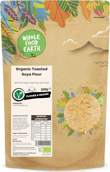 Wholefood Earth Organic Toasted Soya Flour – 350G | Gmo Free | Vegan | High Fibre | High Protein | Certified Organic