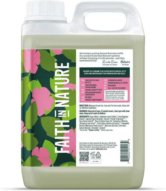 Faith In Nature Natural Wild Rose Shampoo, Nourishing for Normal Hair & Scalp, Vegan & Cruelty Free, No SLS, Silicones or Parabens, 2.5L Refill : Amazon.co.uk: Beauty