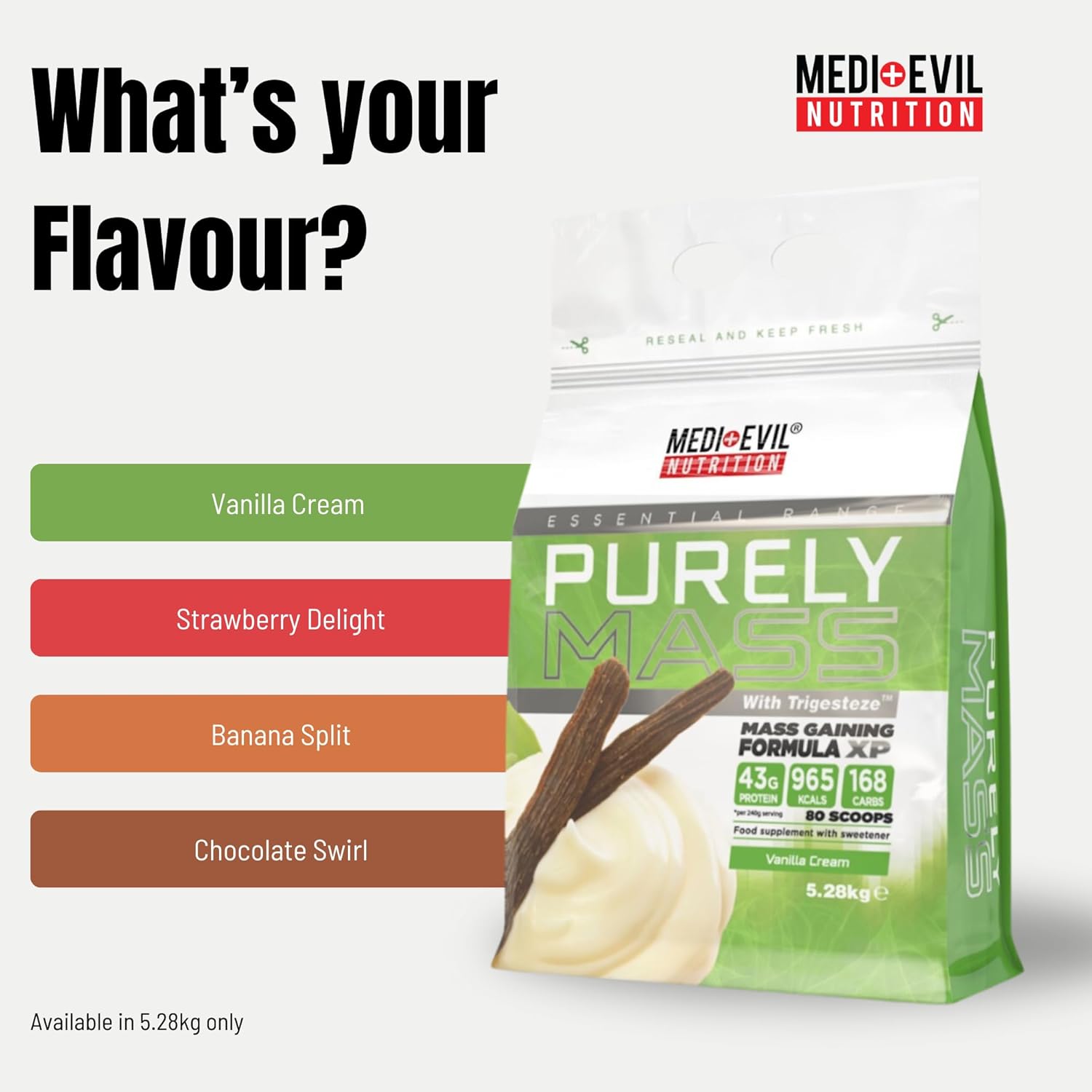 Medi-Evil Nutrition Purely Mass Gainer Whey Protein Powder, Strawberry Flavour 5.28kg, High Calorie Weight Gainer for Muscle Growth and Muscle Recovery : Amazon.co.uk: Health & Personal Care
