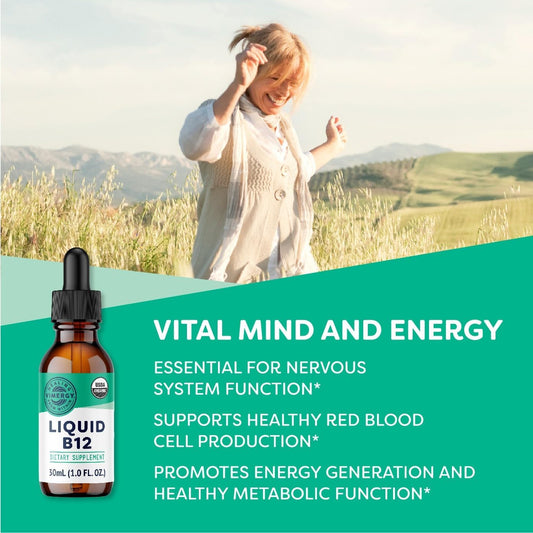 Vimergy Usda Organic B12 - Travel Size - 30 Servings – Alcohol Free B-12 Liquid Vitamin - Supports Brain Energy, Nervous System, Cognition, Memory - No Gluten, Non-Gmo, Vegan & Paleo (30 Ml)