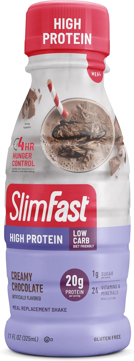 Slimfast Advanced Energy High Protein Meal Replacement Shake, Creamy Chocolate, 20G Of Ready To Drink Protein, 11 Fl. Oz Bottle, 12 Count