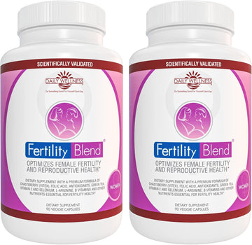 Daily Wellness Fertility Blend For Women - Fertility Supplements For Women, Conception Fertility Prenatal Vitamins, Trying To Conceive Progesterone Supplements, Cycle Support Conception Pills - 2 Pack
