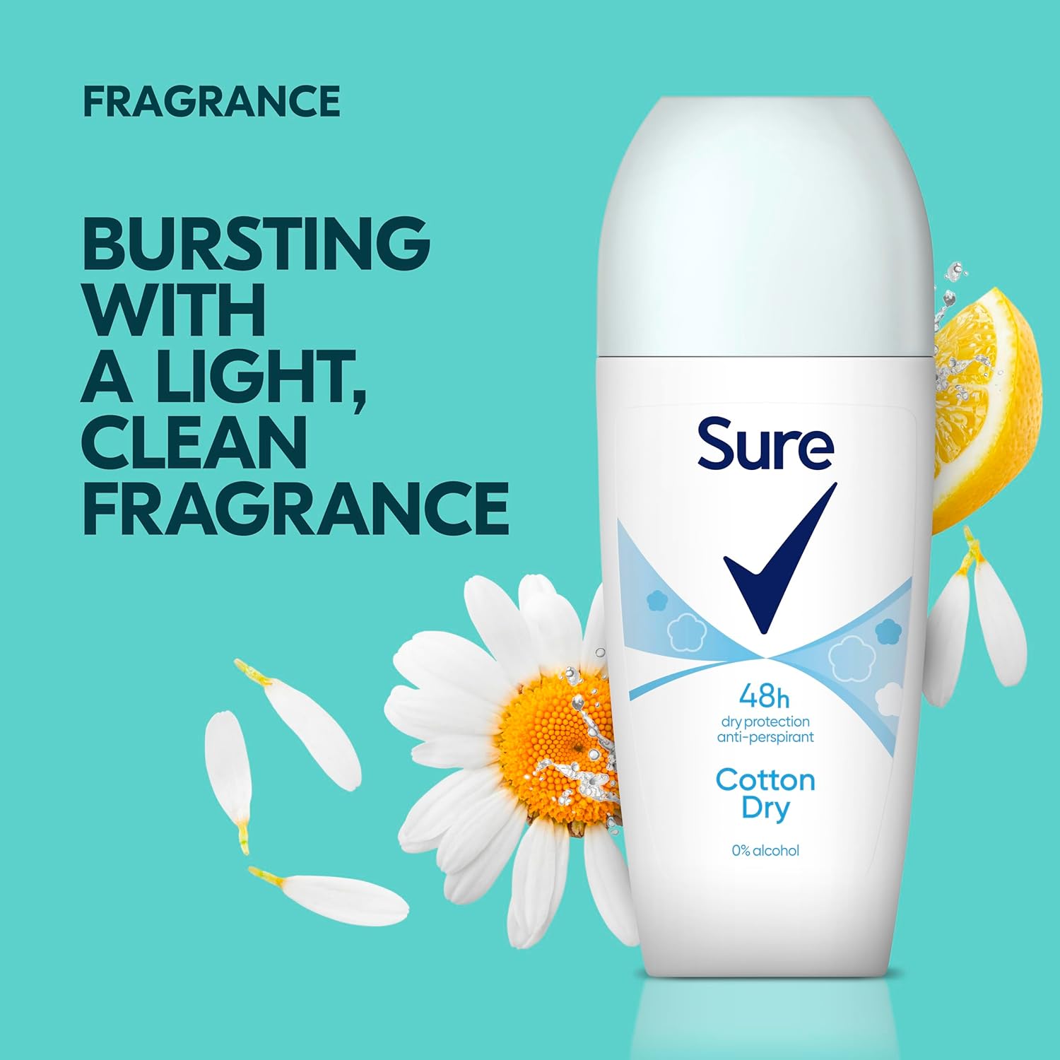 Sure Cotton Dry Anti-Perspirant Roll On Women's Deodorant with a clean fragrance inspired by fresh cotton sheets for 48 hour sweat and odour protection 6x 50 ml : Amazon.co.uk: Beauty