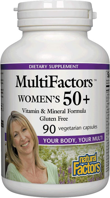 MultiFactors by Natural Factors, Women's 50+ Multivitamin & Mineral Formula, Dietary Supplement for Nutritional Support, 90 capsules (30 servings) : Health & Household