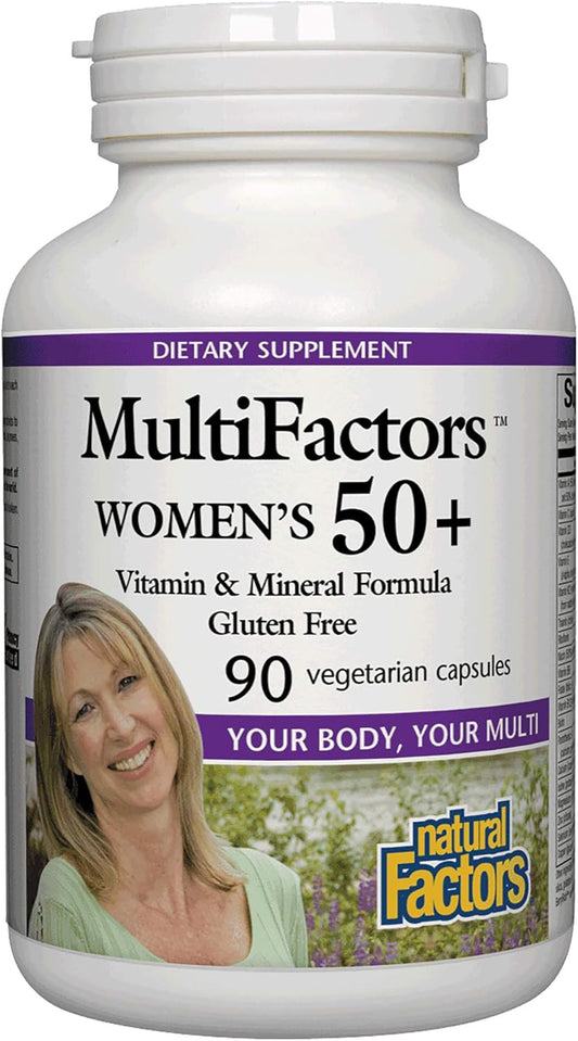 MultiFactors by Natural Factors, Women's 50+ Multivitamin & Mineral Formula, Dietary Supplement for Nutritional Support, 90 capsules (30 servings) : Health & Household