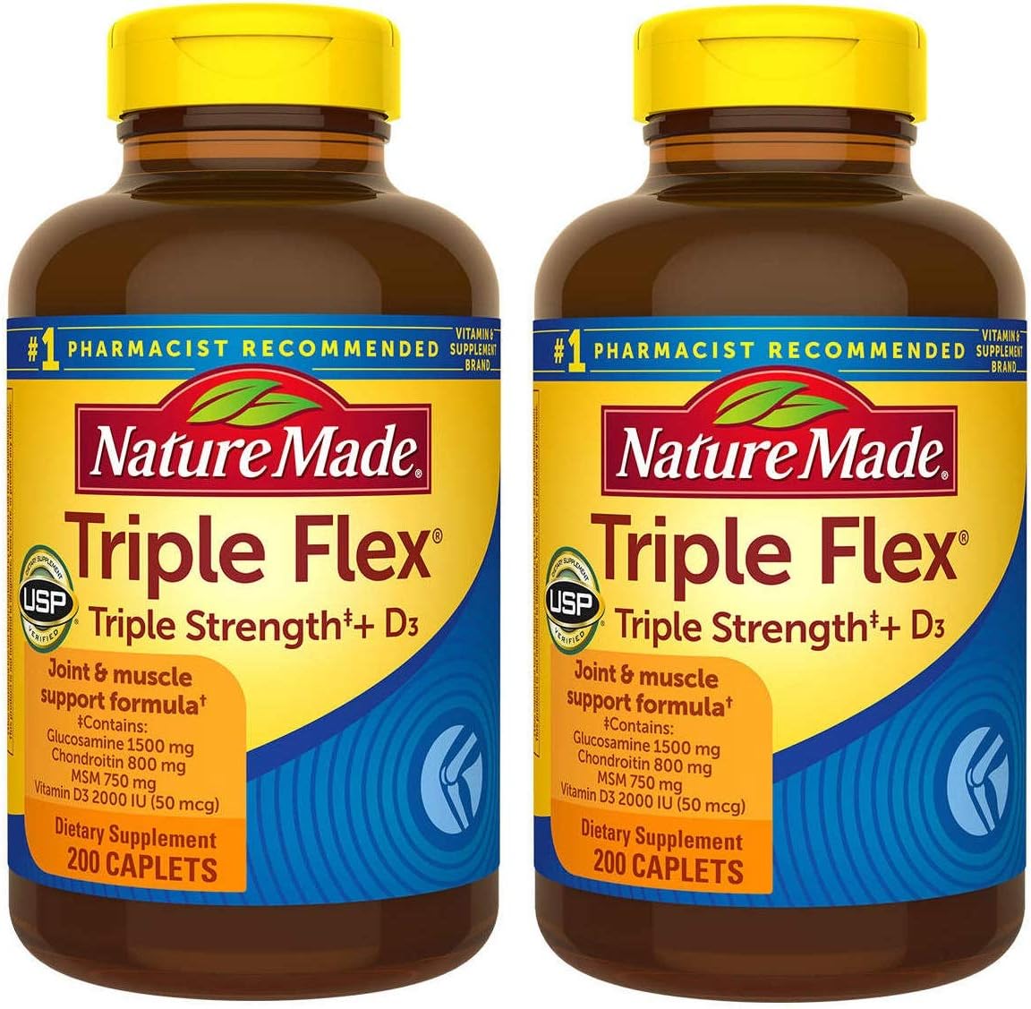 Nature Made Tripleex, Glucosamine Chondroitin And Msm - 2 Bottles, 200 Caplets Each, 400 Caplets Total