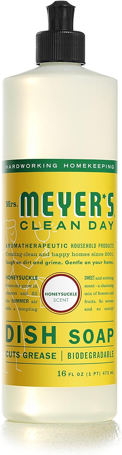 Mrs. Meyers Clean Day Liquid Dishwashing Soap, Honeysuckle, 16 oz 1 pack