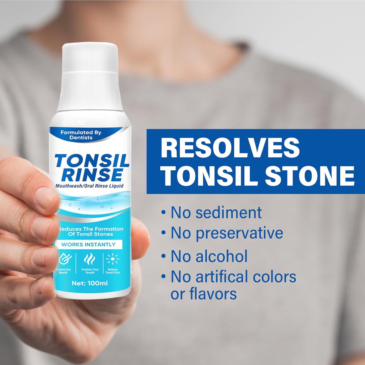 Tonsil Stone Remover, Natural Ingredients Mouthwash Or Oral Rinse Liquid To Help Soothe Tonsils, Fast Effectively Soothe Dry Mouth & Freshens Breath Tonsil Stone Mouthwash, Smell Fresh : Health & Household