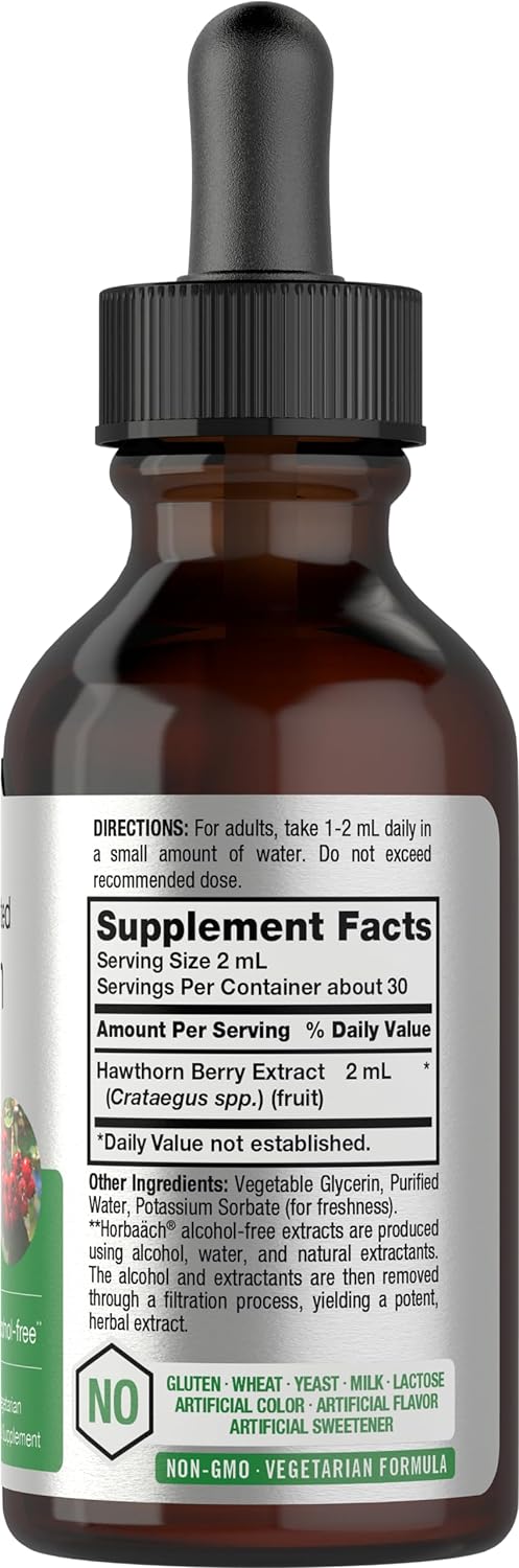 Horbach Hawthorn Berry Extract | 2 fl oz | Alcohol Free Liquid Tincture | Vegetarian Supplement, Non-GMO, Gluten Free