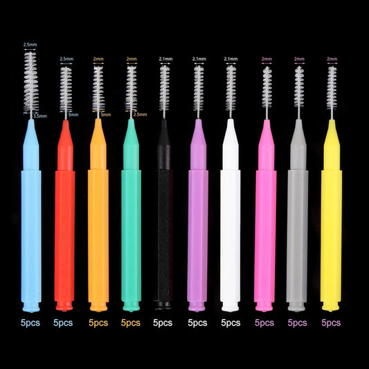 Rayito 200 Pieces Interdental Brushes, 6 Sizes Soft Dental Floss Brush Mini Floss Sticks Dental For Braces Oral Cleaning