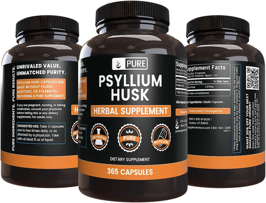 Pure Original Ingredients Psyllium Husk (365 Capsules) No Magnesium Or Rice Fillers, Always Pure, Lab Verified