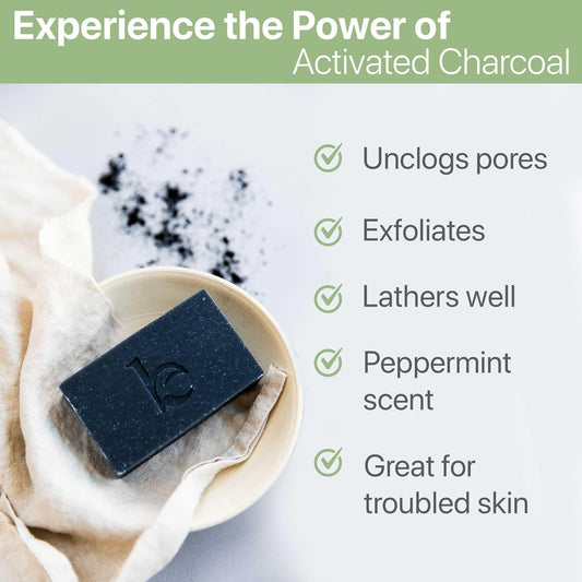 Beauty by Earth Charcoal Face Wash Bar Soap - Peppermint Tea Tree Soap Bar Facial Cleanser for Oily Skin, Black Soap Face Cleanser, Acne Cleanser, Acne Face Wash, Women & Mens Face