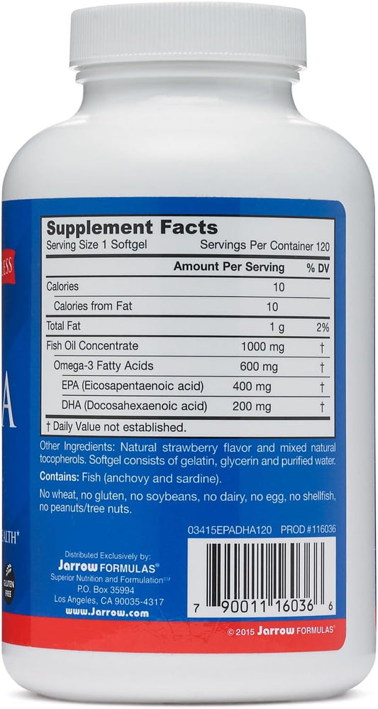 Jarrow Formulas Epa-Dha Balance, 1,200 Mg Omega-3 Fatty Acids For Cardiovascular Support, 120 Softgels, 60 Day Supply