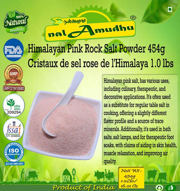 Nalamudhu Himalayan Pink Rock Salt Powder | Induppu | Sendha Namak 454G | 1.0Lbs
