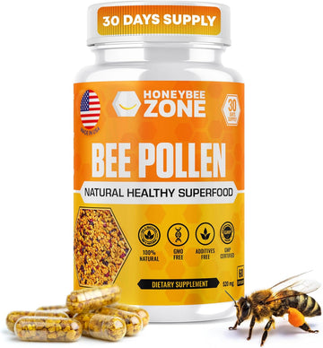 Bee Propolis Capsules – 100% Natural Energy And Immune Support Supplement | Non-Gmo, Gluten-Free, 60 Easy-To-Swallow Veggie Capsules