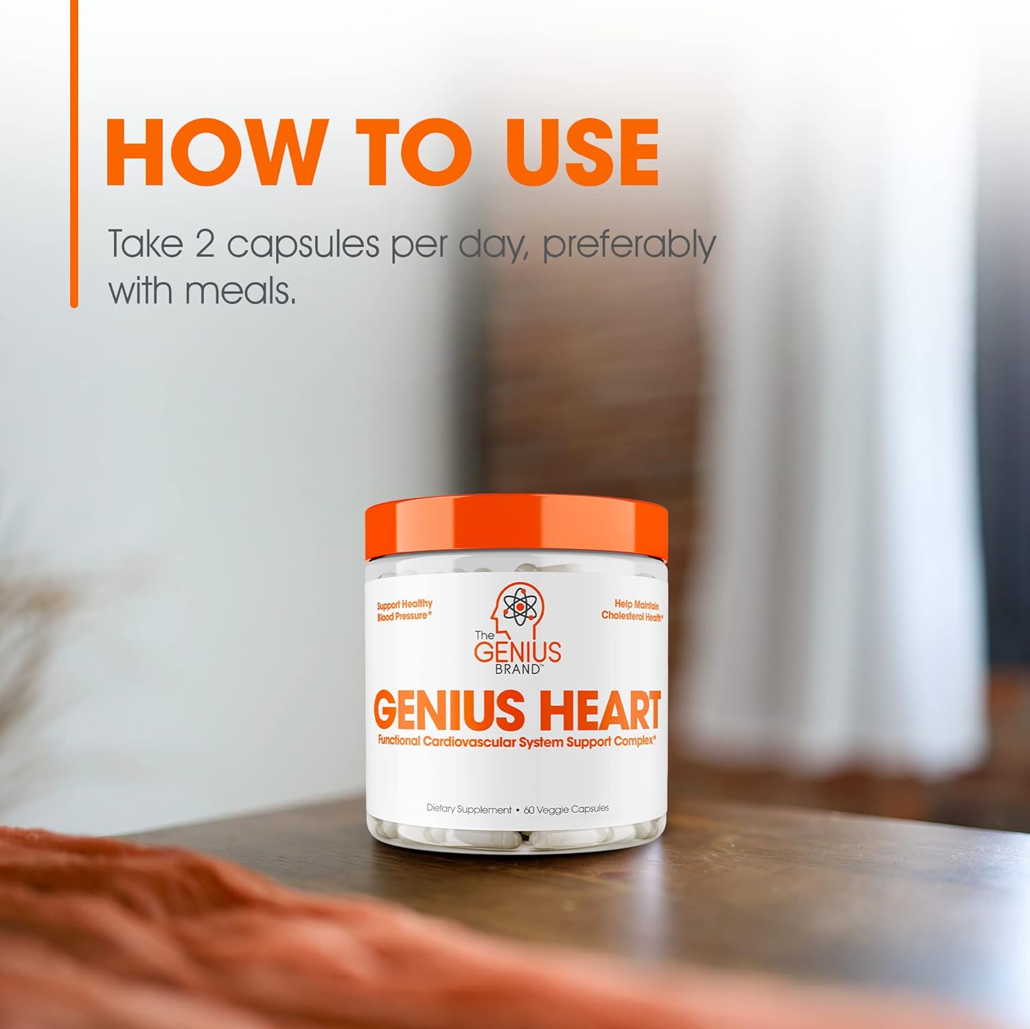 Genius Heart, 60 Veggie Pills - Natural Support Supplement May Help Cholesterol Levels and May Help Improve Healthy Blood Pressure - Grape Seed Extract, Vitamin K2 & CoQ10 : Health & Household