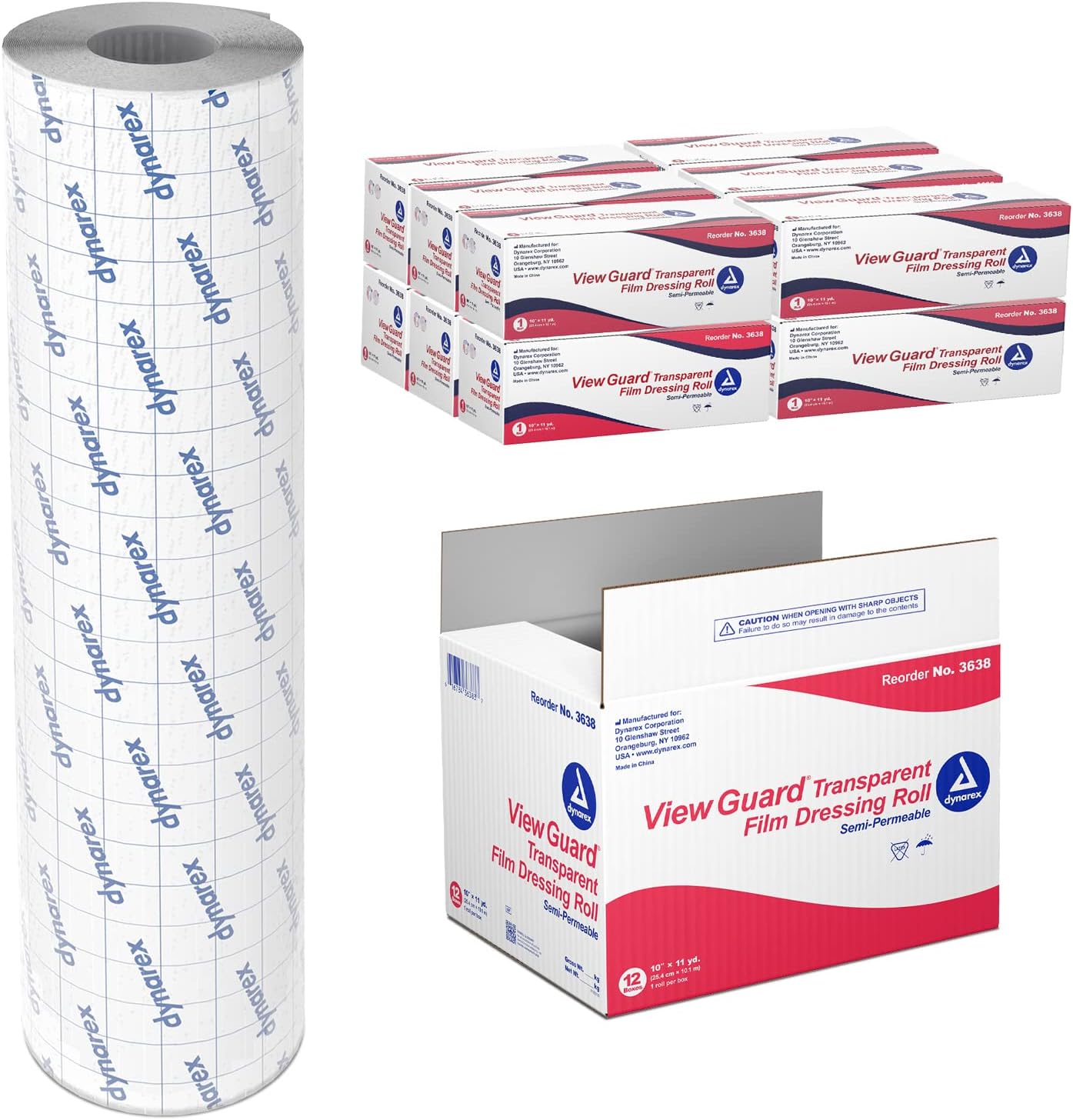 Dynarex View Guard Transparent Film Dressing Rolls, Non-Sterile Transparent Film Dressing That Protects Minor Wounds And Easily Conforms To Body Contours, 10" X 11 Yds., 1 Box Of 12 Dressing Rolls