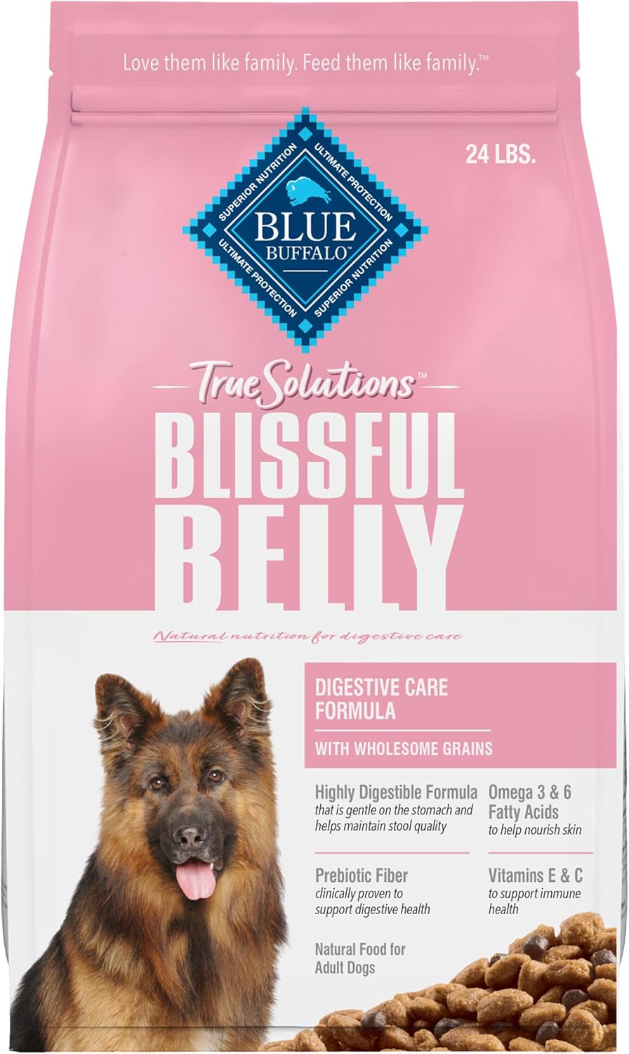 Blue Buffalo True Solutions Blissful Belly Digestive Care Natural Dry Food For Adult Dogs, Chicken, 24-Lb. Bag