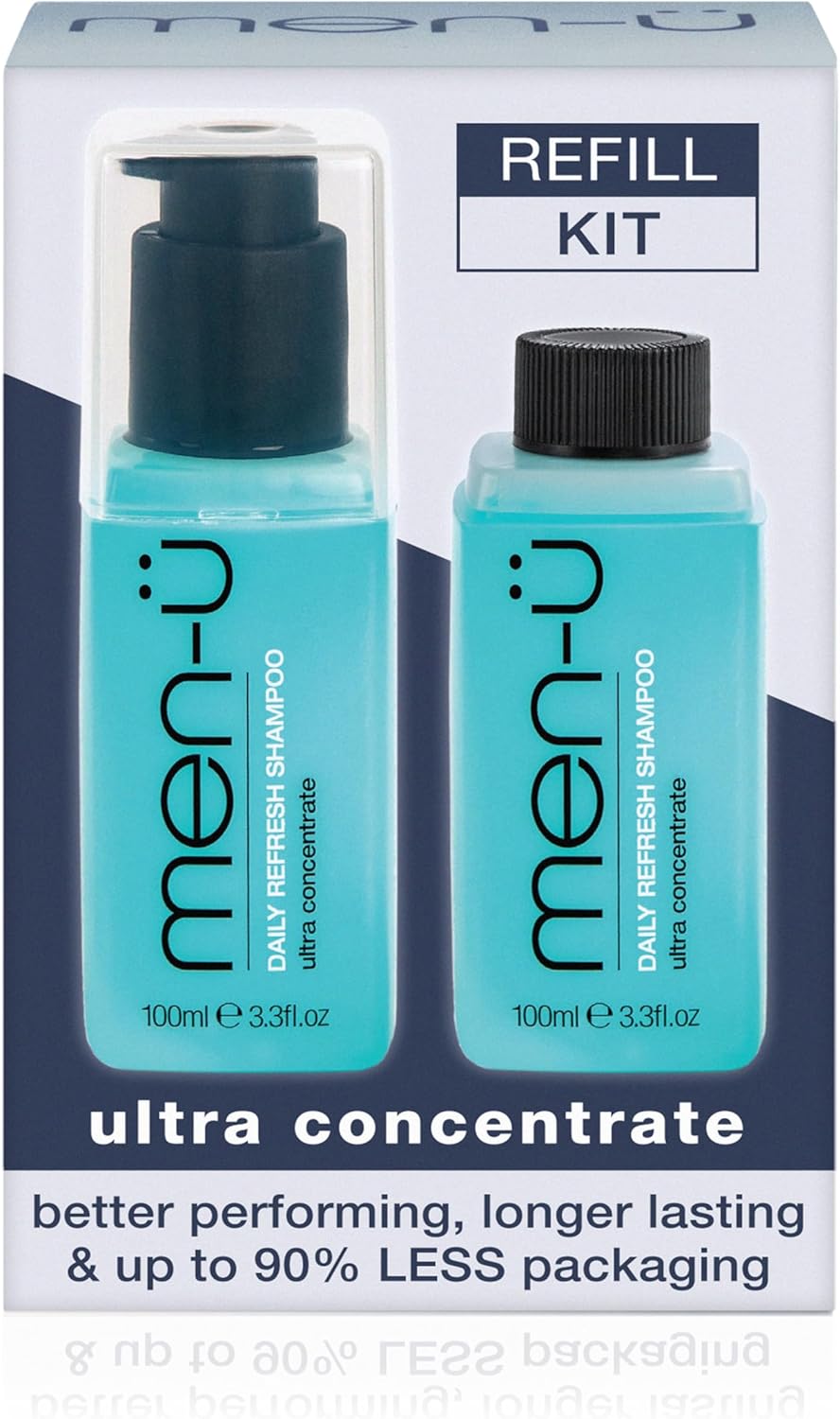 Men-Ü Refill Kit - Daily Refresh Shampoo, Up To 240 Shampoos, Vegan, Mens Shampoo, Cleanses And Refreshes, Eco-Friendly