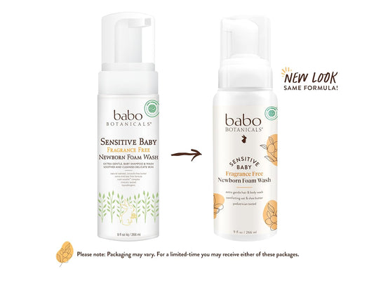 Babo Botanicals Sensitive Baby Newborn Foam Wash With Natural Oat Preotein And Organic Calendula, Unscented 9 Fl Oz : Baby