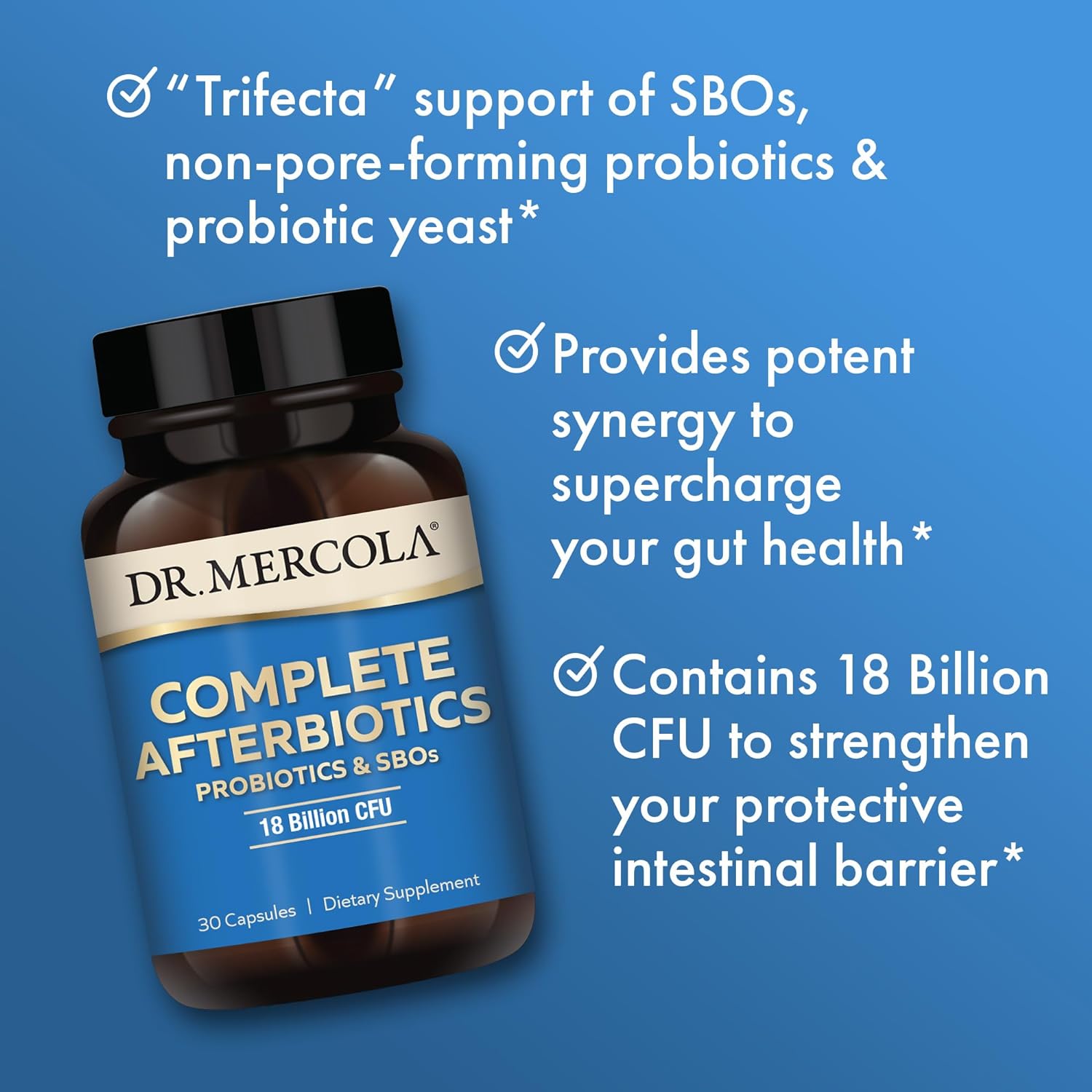 Dr. Mercola Complete Afterbiotics, 30 Servings (30 Capsules), Probiotics and SBOs, 18 Billion CFU, Dietary Supplement, Digestive and Immune Support, Non-GMO : Health & Household