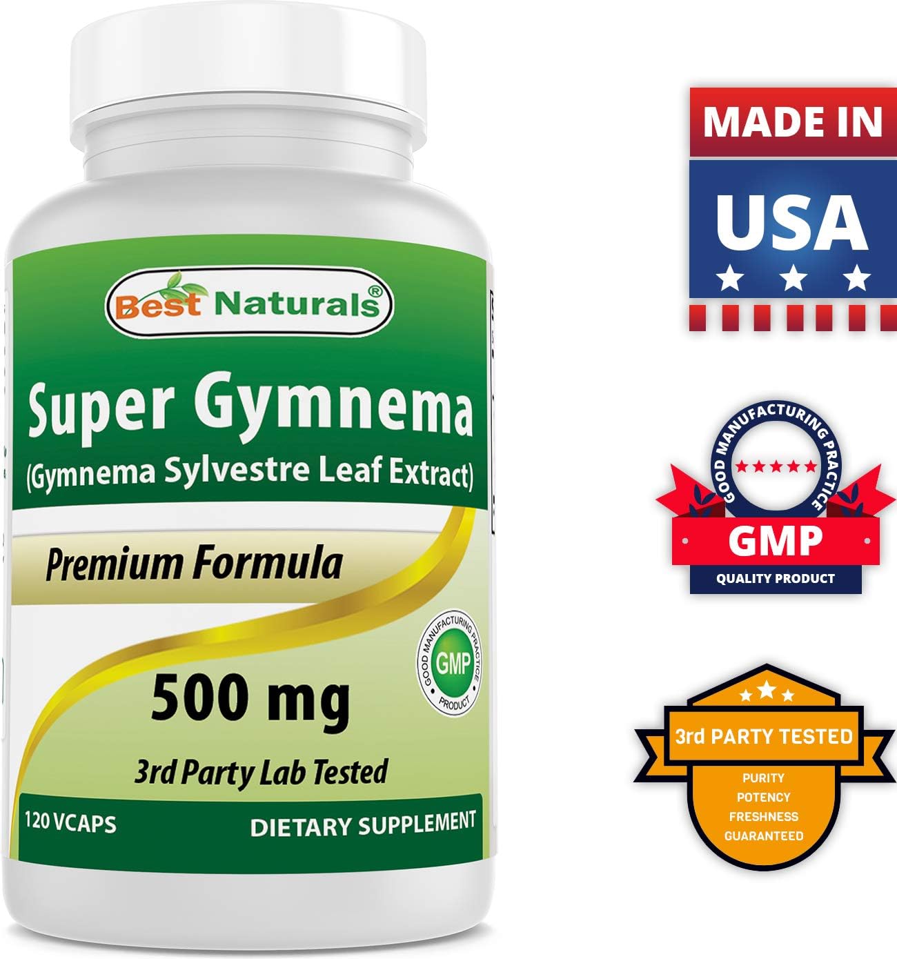 Best Naturals Gymnema Sylvestre Extract 500 mg 120 Vegetarian Capsules - Contains Minimum of 25% Gymnemic Acid (Pack of 2) : Health & Household