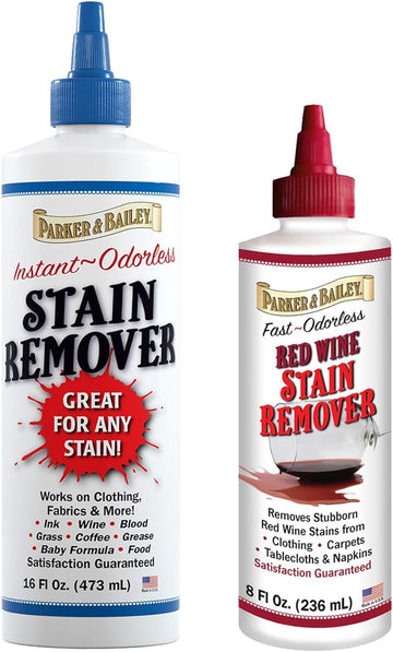 Parker and Bailey Stain Remover 16oz Bundled with Red Wine Stain Remover 8oz
