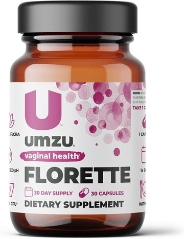 UMZU Florette - Vaginal & Urinary Tract Health Supplement to Support Vaginal pH, Cranberry Fruit Extract, Advanced Probiotic, Shelf Stable - (30 Day Supply 30 Capsules)