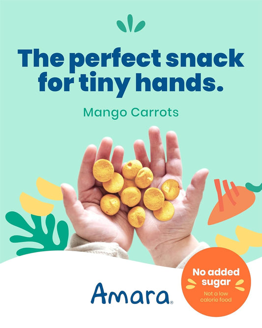 Amara Smoothie Melts - Mango Carrot - Baby Snacks Made With Fruits And Vegetables - Healthy Toddler Snacks For Your Kids Lunch Box - Organic Plant Based Yogurt Melts - 6 Resealable Bags