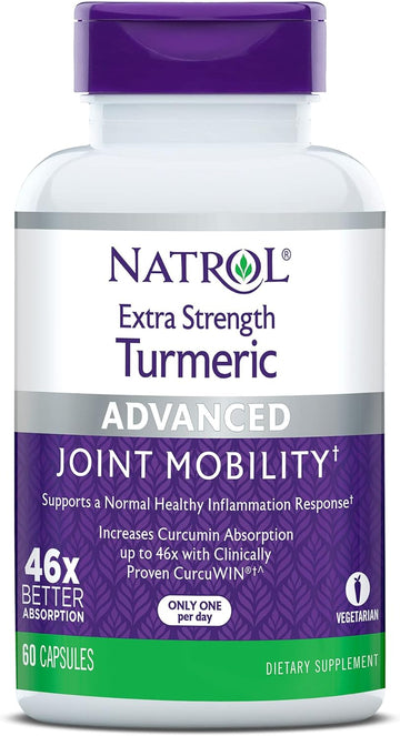 Natrol Extra Strength Turmeric, Dietary Supplement For Joint Health, Turmeric Supplement For Adults, 60 Capsules, Up To A 60 Day Supply