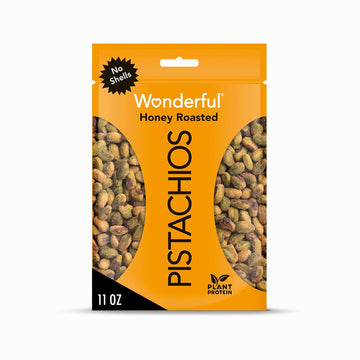 Wonderful Pistachios No Shells, Honey Roasted Nuts, 11 Ounce Resealable Bag, Protein Snacks, Gluten Free, Healthy Snacks