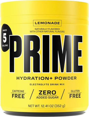 Prime Hydration+ Powder Lemonade, Caffeine-Free, Electrolyte Drink Mix, 12.41 Oz