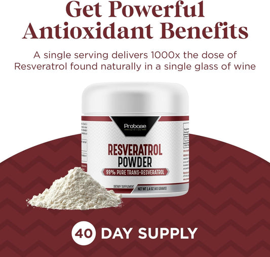Trans Resveratrol Supplement, High Purity Resveratrol Powder For Age Support, 40-Day Supply, 40 Grams