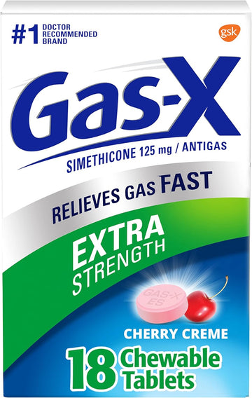 Gas-X Extra Strength Chewable Gas Relief Tablets With Simethicone 125 Mg, Cherry - 18 Count