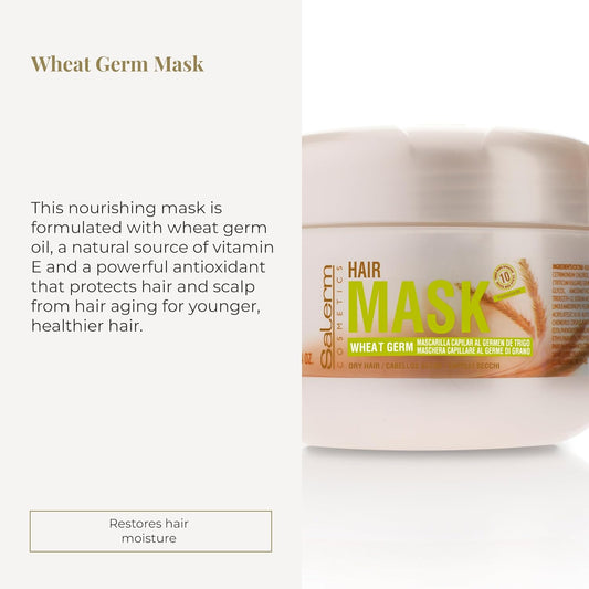 Salerm - Nourishing Hair Mask - 6.74 Oz - With Wheat Germ - For Dry And Damaged Hair - Deep Hair Hydration - Shine And Brightness - Hair Strengthening