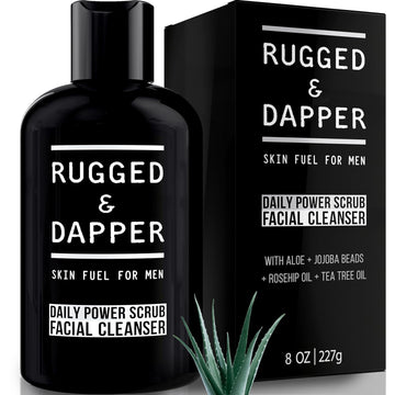 Rugged & Dapper Premium Daily Power Scrub | 8 Oz | Exfoliating Mens Face Wash | Deep Cleans + Prevents Breakouts | Face Wash Men'S | Natural Ingredients | Made In Usa