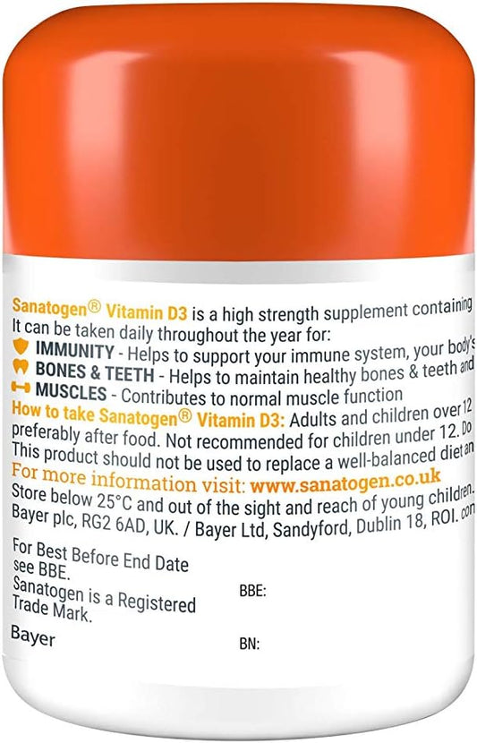 Sanatogen Vitamin D3 3000 Iu. D3 Helps To Support Your Immune System Your Body’S Natural Defender. For Men Women, Tablets - 180 Count (Packaging May Vary)