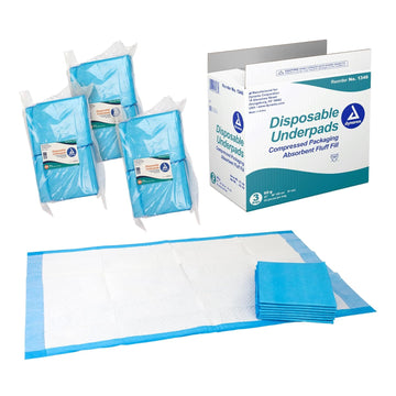 Dynarex 1346 Disposable Underpad, Medical-Grade Incontinence Bed Pad To Protect Sheet, Mattresses, And Furniture, 23" X 36", 60G, Pack Of 150