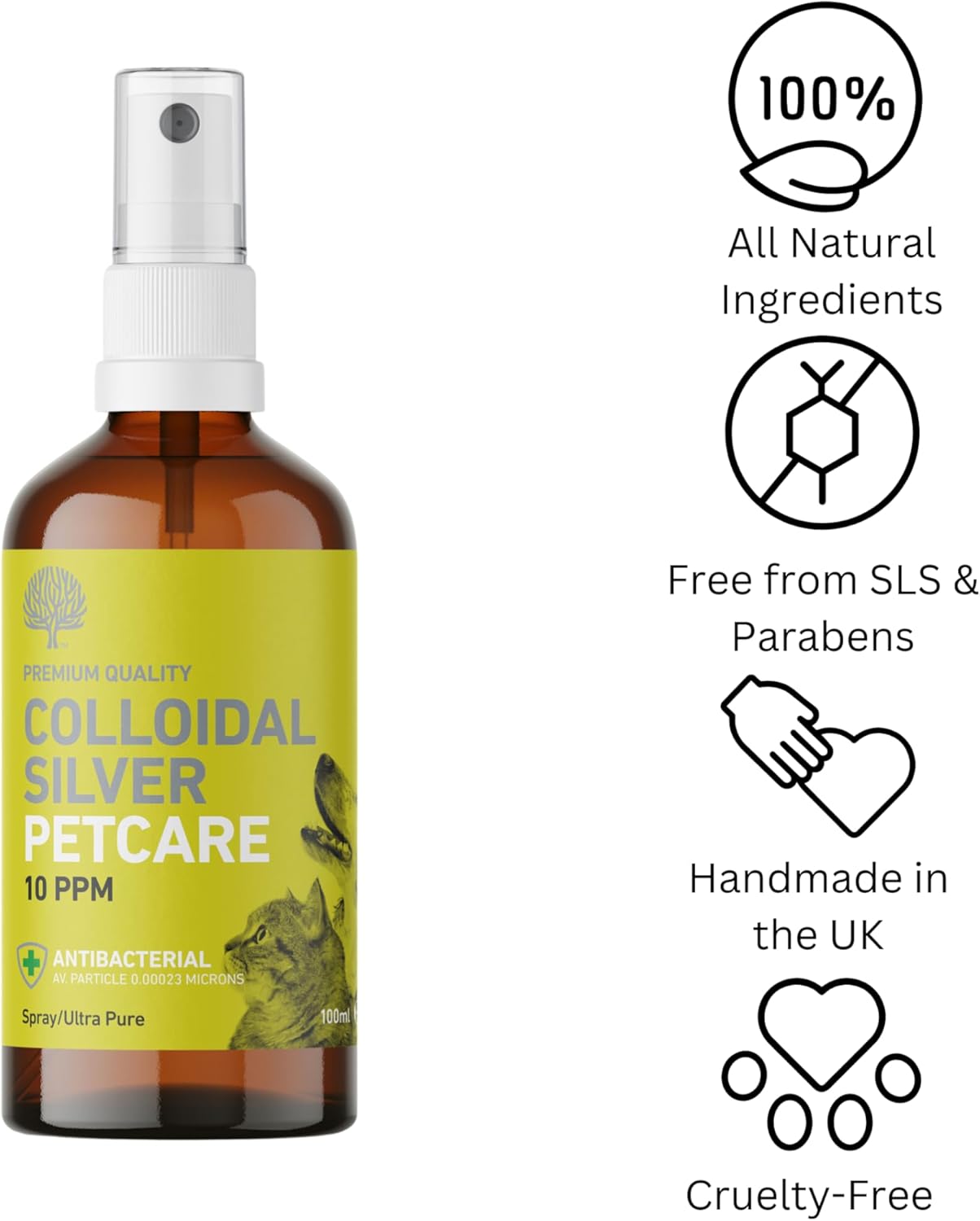 Nature's Greatest Secret Antibacterial Premium Quality Smallest Particle Size Crystal Clear Colloidal Silver Petcare 10ppm Spray 100ml : Amazon.co.uk: Pet Supplies