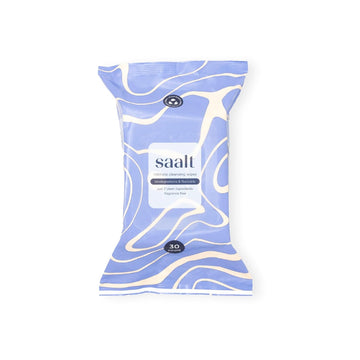 Saalt Intimate Cleansing Wipes - 30 count (6 x 7.75 inches) - Menstrual Cup Wipes - Easy Cleaning for Public Bathroom, School, or Travel With a Menstrual Cup or Menstrual Disc