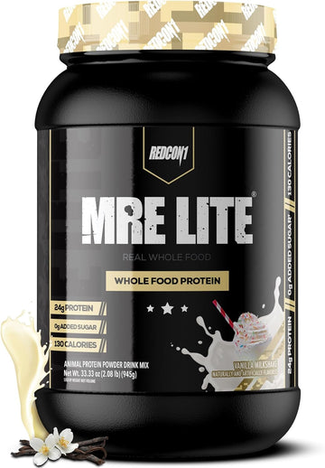 REDCON1 MRE Lite Whole Food Protein Powder, Vanilla Milkshake - Low Ca