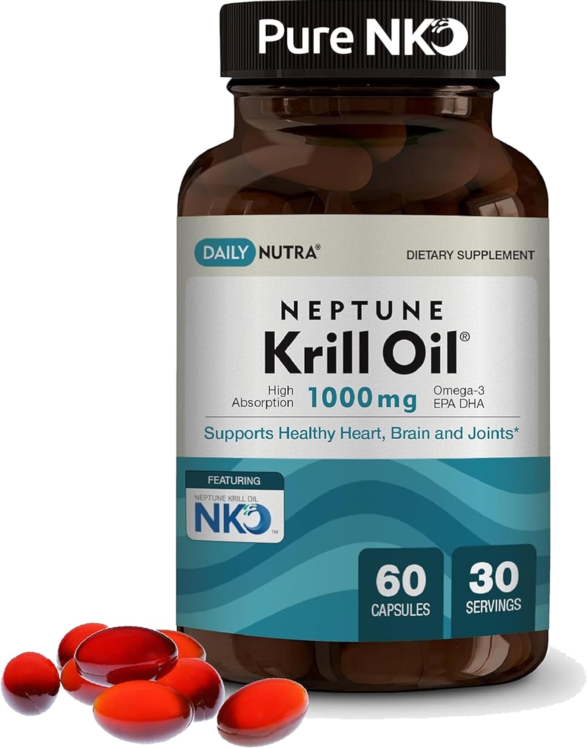 DailyNutra Neptune Krill Oil 1000mg - Antarctic Krill, EPA + DHA, Omeg