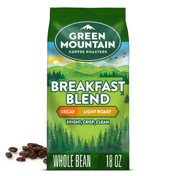 Green Mountain Coffee Roasters Breakfast Blend Decaf, Whole Bean Coffee, Bagged 18 oz