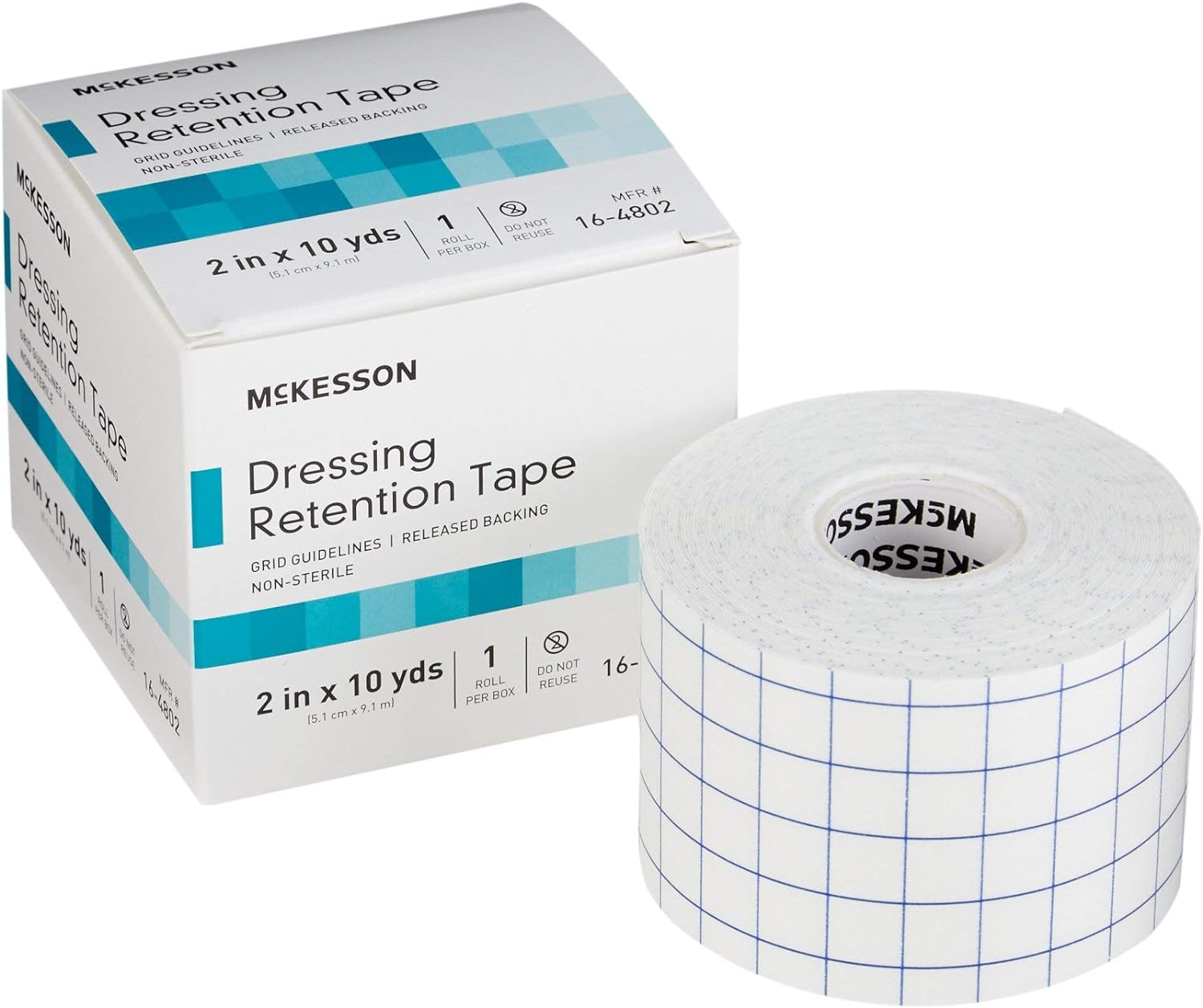 McKesson White Dressing Retention Tape, 2 inches x 10 Yards, 1 Roll, 24 Packs, 24 Total