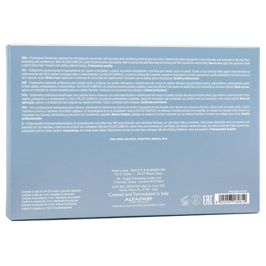 Alfaparf Milano Semi Di Lino Density Thickening Leave-In Treatment For Thin Hair - Thermal Protection - Builds Body, Plumps Hair - Volumizing Hair Product - Youthful And Thicker Hair - 6 Vials