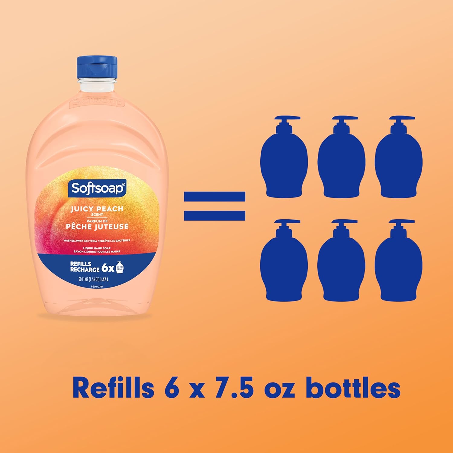 Softsoap Juicy Peach Liquid Hand Soap, Kitchen And Bathroom Hand Soap, Rich Fruity Scent, 50 Fl Oz Refill Bottle : Beauty & Personal Care