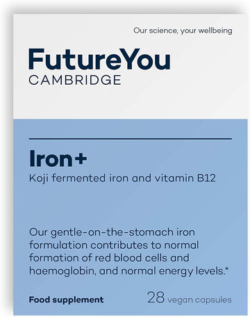 Iron+ Supplements ? Energy Tablets with Koji Fermented Iron and Vitamin B12 ? 28 Day Supply ? Blood Supplement for Normal Formation of Red Blood Cells ? Vitamins for Tiredness by FutureYou Cambridge